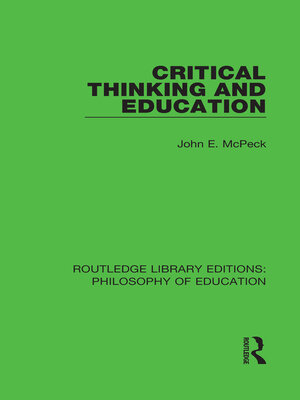 cover image of Critical Thinking and Education